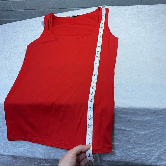 Zara Square Neck Lined Tank Solid Basics Medium Bright Firetruck Red Stretchy M - Picture 2 of 8